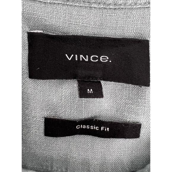 Vince Men's Classic Fit 100% Linen Button Down Shirt Sage Green Size Medium - Picture 9 of 11